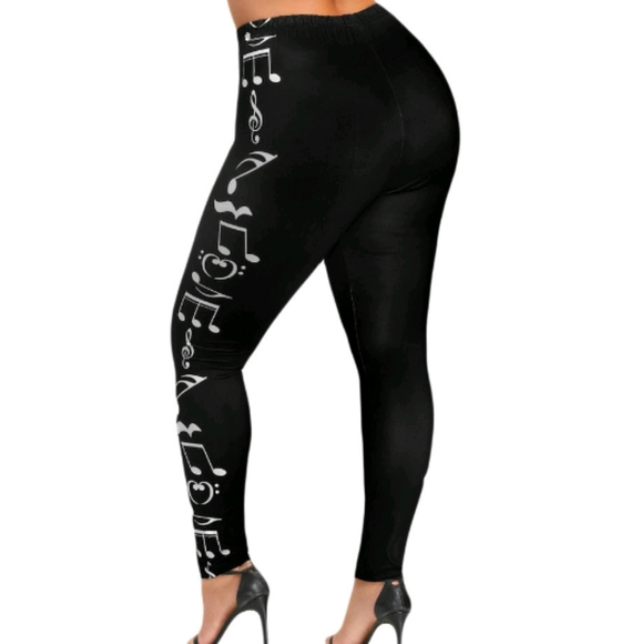 High waist plus size yoga pants music note leggin - Picture 2 of 2